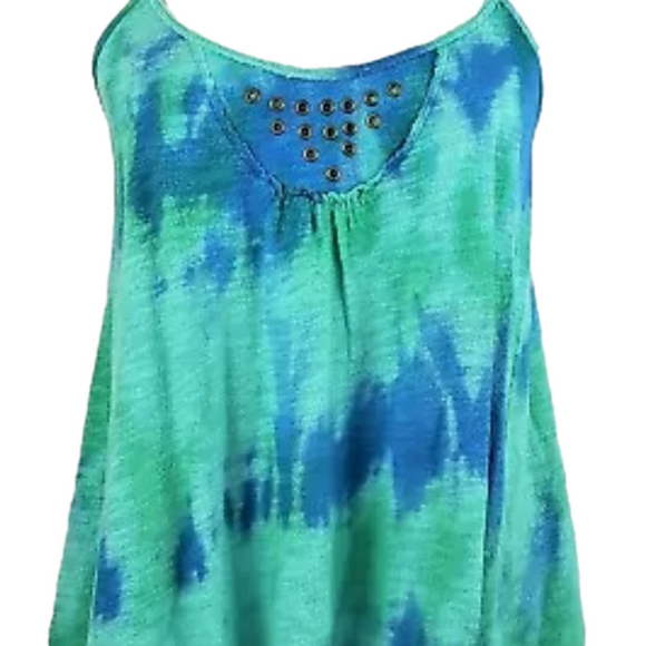 Free People Tie-Dye Halter Top With Open Back, Green and Blue, Women’s Small - Picture 2 of 7